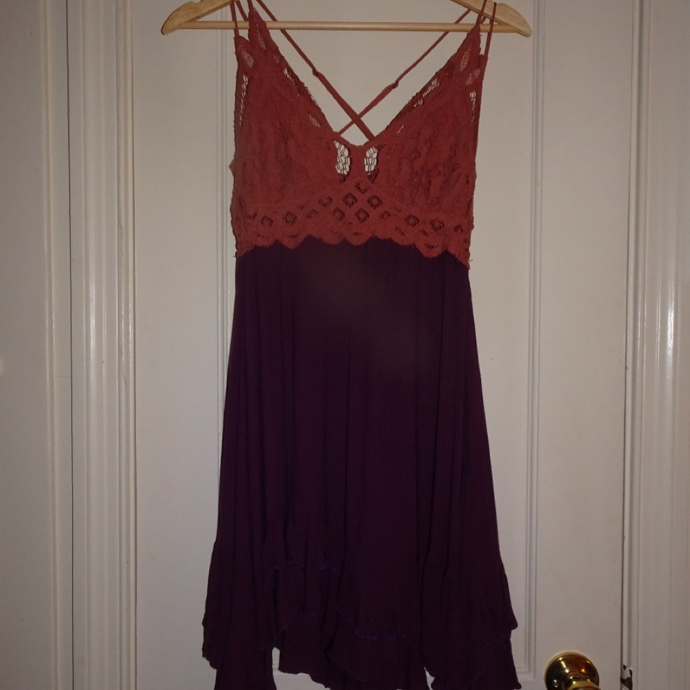 Free People Rust Lace and Purple Dress
